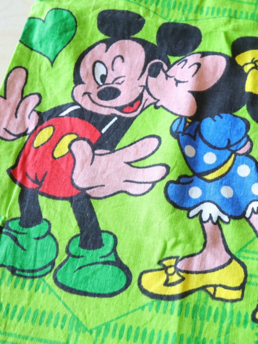 Disney Mickey Minnie Mouse Big Square Green Pillowcase Cushion Cover Fabric